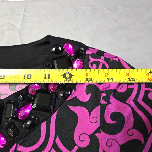 Inc International Concepts Sz Med Black & Pink Rhinestone Tunic Top - Picture 6 of 8